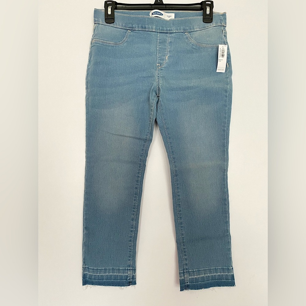 Old Navy 12 PLUS Crop Jeggings Skinny Raw Hem Pull On Adjustable